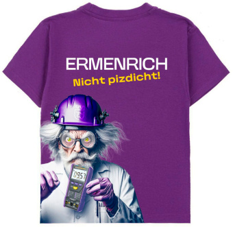 Фирменная футболка Ermenrich «Nicht pizdicht! Сумасшедший электрик», фиолетовая, размер L