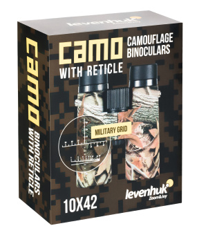 Бинокль камуфляжный Levenhuk Camo 10x42 с сеткой